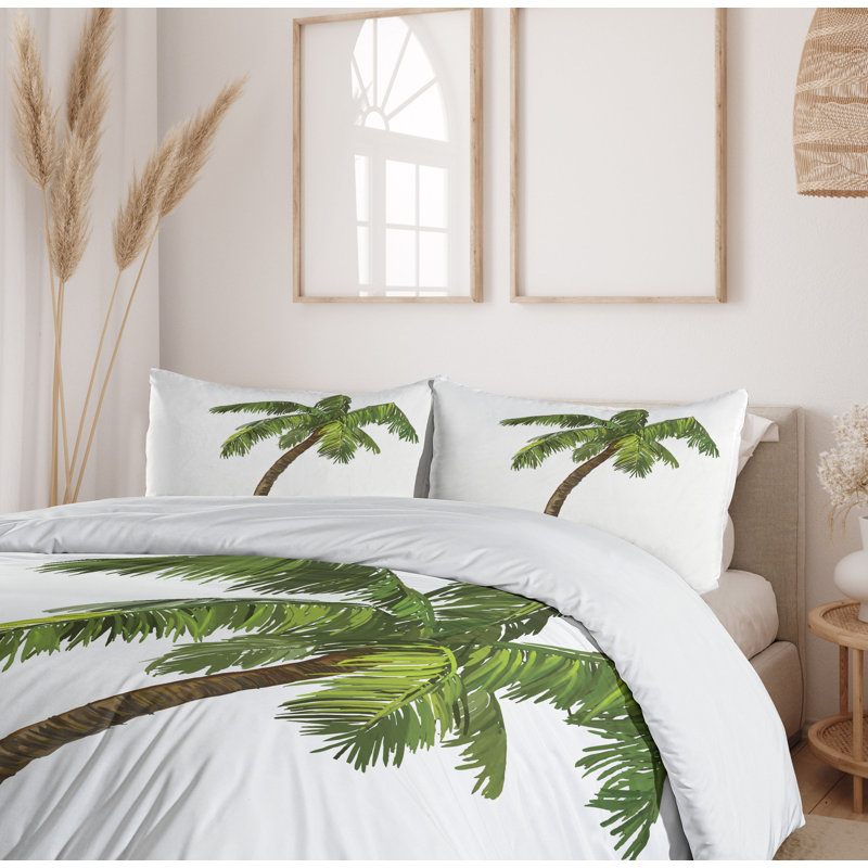Palm Tree Coastal Polyester Duvet Cover, King