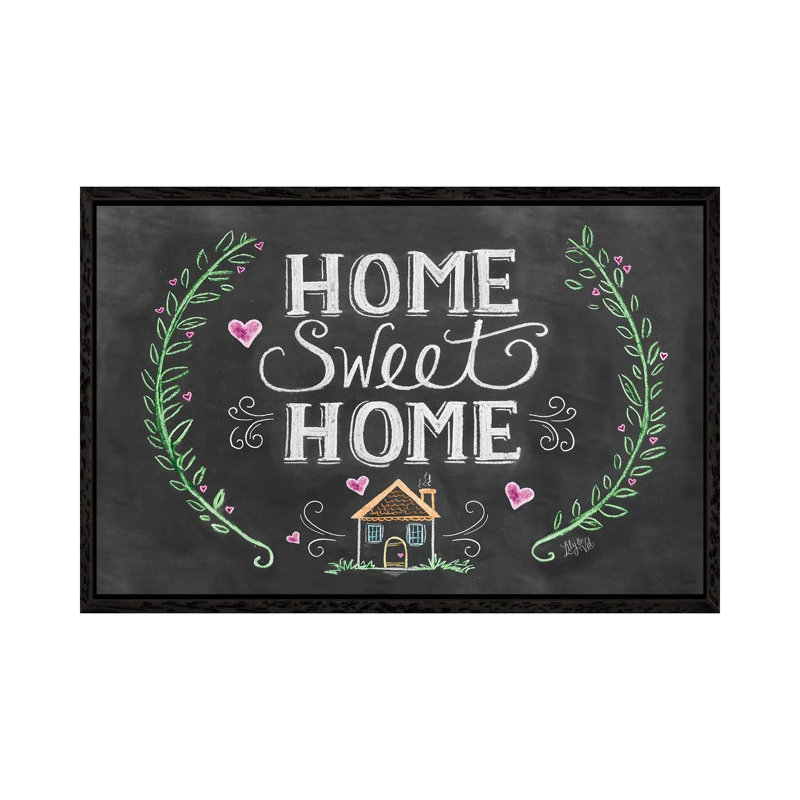 Home Sweet Home Floral by Lily & Val - Floater Frame Print on Canvas, 66.04 cm H x 45.72 cm W, Black Framed Canvas