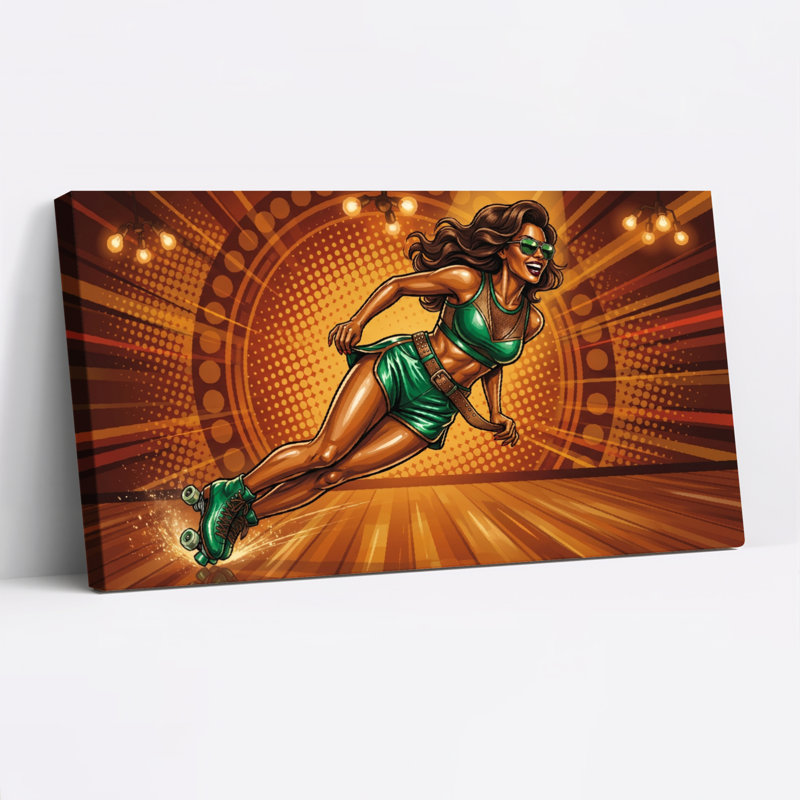 Ensemble de 1 tableau sur toile représentant un patineur à roulettes, L 40 po x H 20 po, Toile tendue