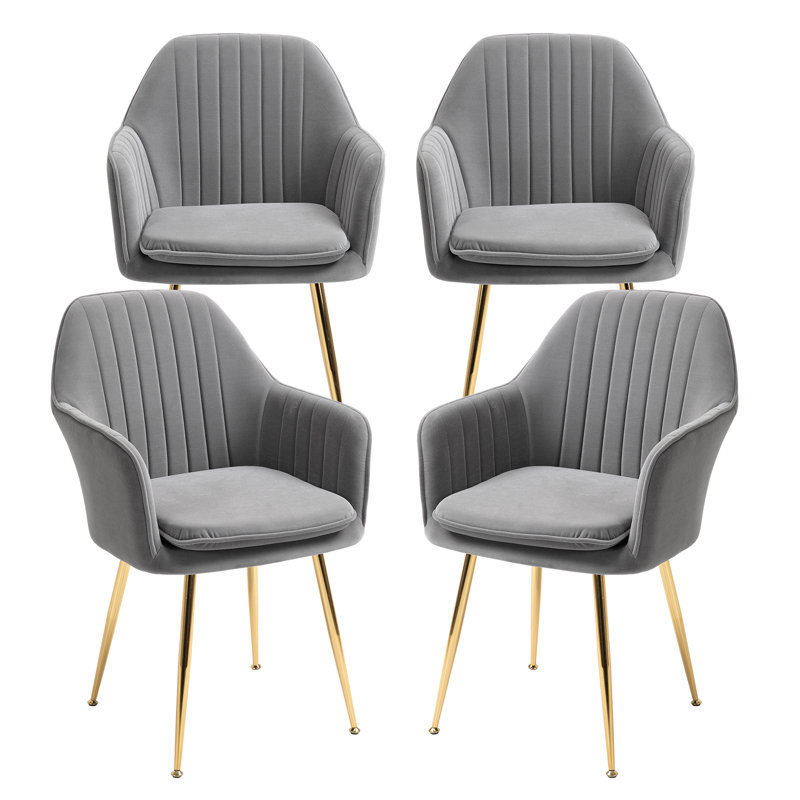 Deamon Upholstered Arm Chair (Set of 4), Gray