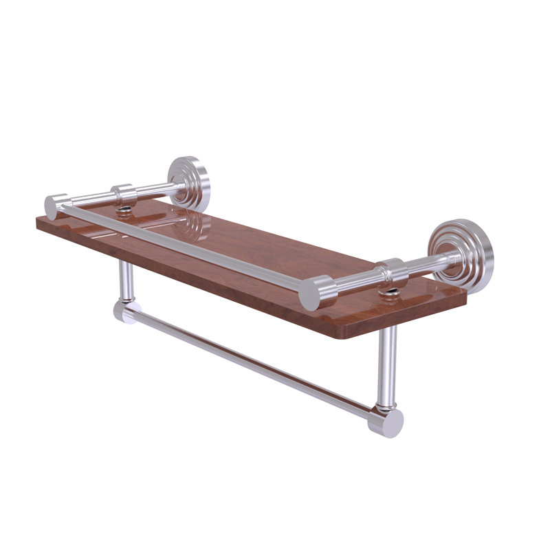 Beresford Bracket Shelf with Towel Bar, Satin Chrome, 5" H x 16" W x 5" D