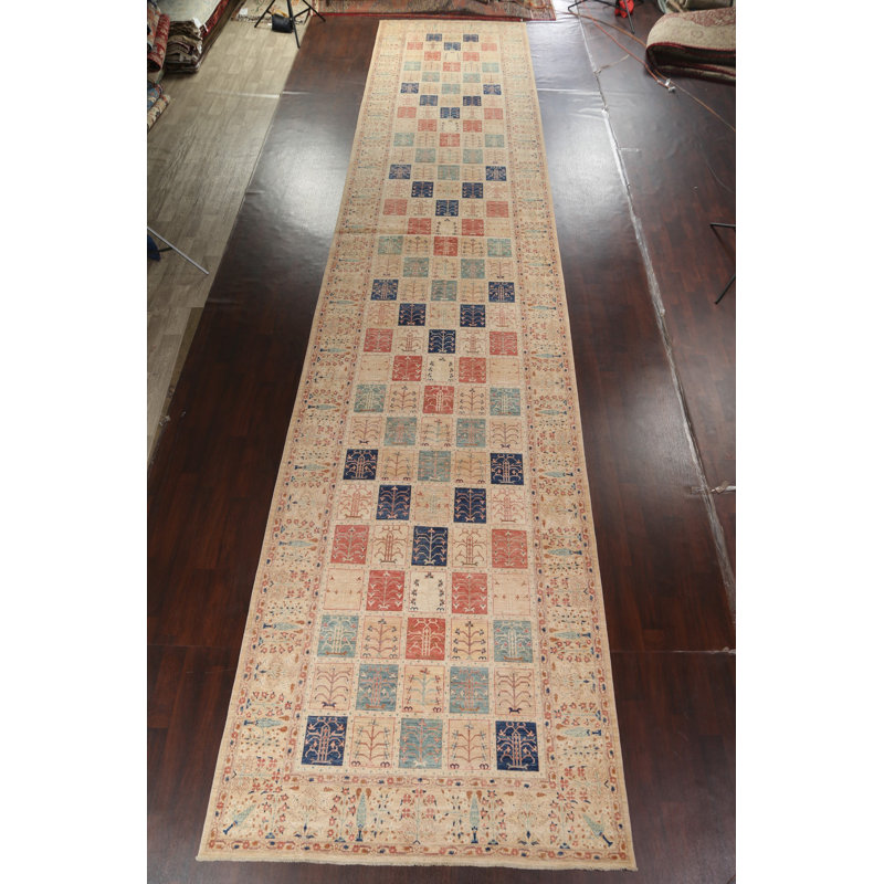 Tapis turc Oushak unique en son genre noué à la main 6 pi 7 po x 31 pi 7 po Garden Design