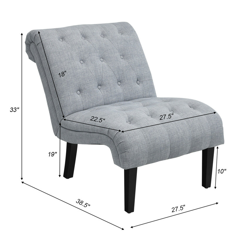 Ensemble de 2 fauteuils d'appoint rembourrés capitonnés Abiha Canora, Coton gris pâle