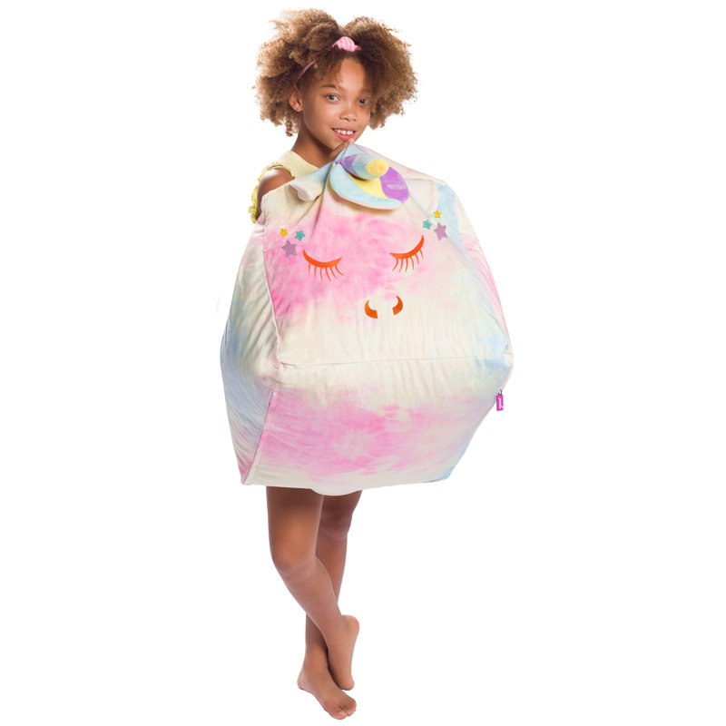 Petit fauteuil à billes Cozy Animal, H 19 po x l 24 po x P 24 po, Mélange de polyester rose licorne