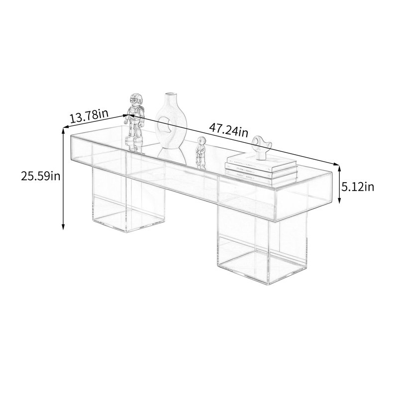 Console rouge en acrylique, H 25,59 po x l 47,24 po x P 13,78 po