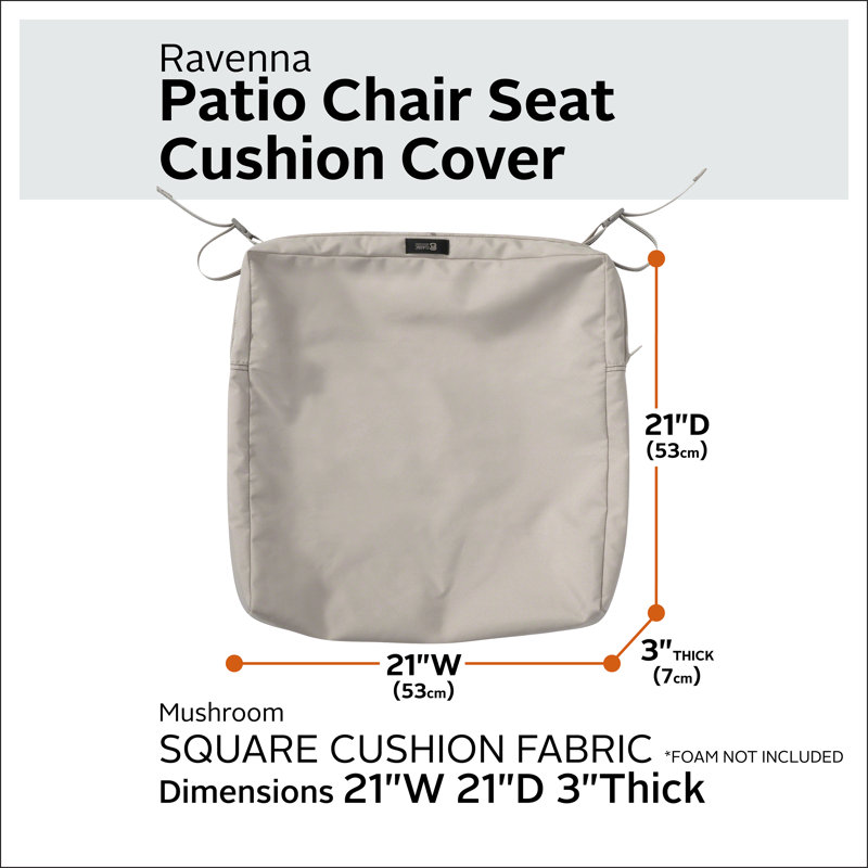 Jaylon Outdoor Dining Chair Cushion Cover, Mushroom, 21" W x 21" D