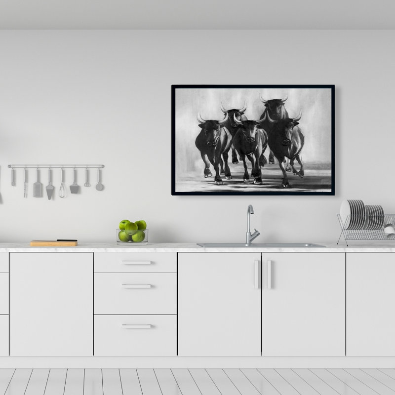 «Group of Bulls At Galops», reproduction sur toile, H 24 po x l 36 po