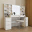 Grand bureau de coiffeuse avec miroir et lumières détachables, table de 59 po à 8 tiroirs, 3 couleurs DEL, luminosité réglable, pour les femmes, style nautique, matériau blanc, miroir, rangement ouvert, éclairage DEL