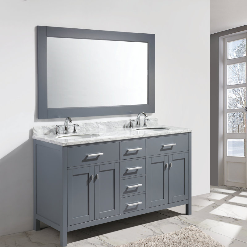 Carrasquillo 61'' Double Bathroom Vanity with Marble Top