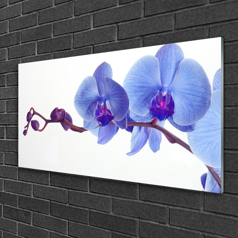 Glass Print Wall Art 100X50cm Image Printed On Glass Decorative Wall Picture Behind Toughened / Tempered Safety Real Glass For Kitchen & Living Room Theme: Flowers Floral