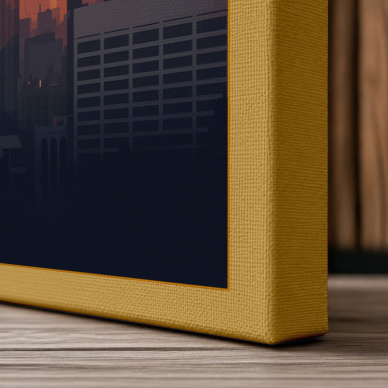 Manhattan at Dawn Modern - Wrapped Canvas, 24x16 - 61.0 x 40.6 cm, Ochre Border