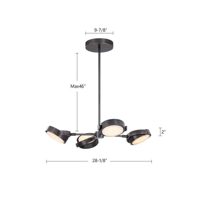 Blanco 4 - Light LED Chandelier, Vintage Brass/Alabaster