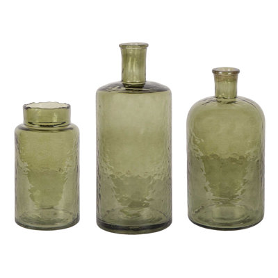 Ensemble de 3 vases de table en verre vert Adina