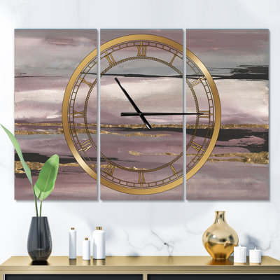 Mauve Glam Storm III - horloge murale moderne
