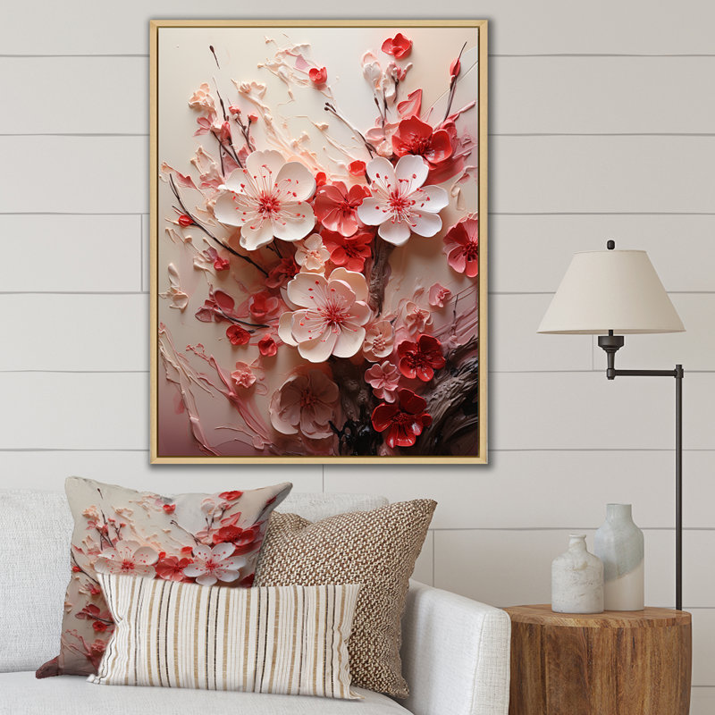 «Pink Orchard Tree Ballet Of Cherry Blossoms V», art mural cerisier, Cadre flottant brun, H 20 po x l 12 po x P 1 po