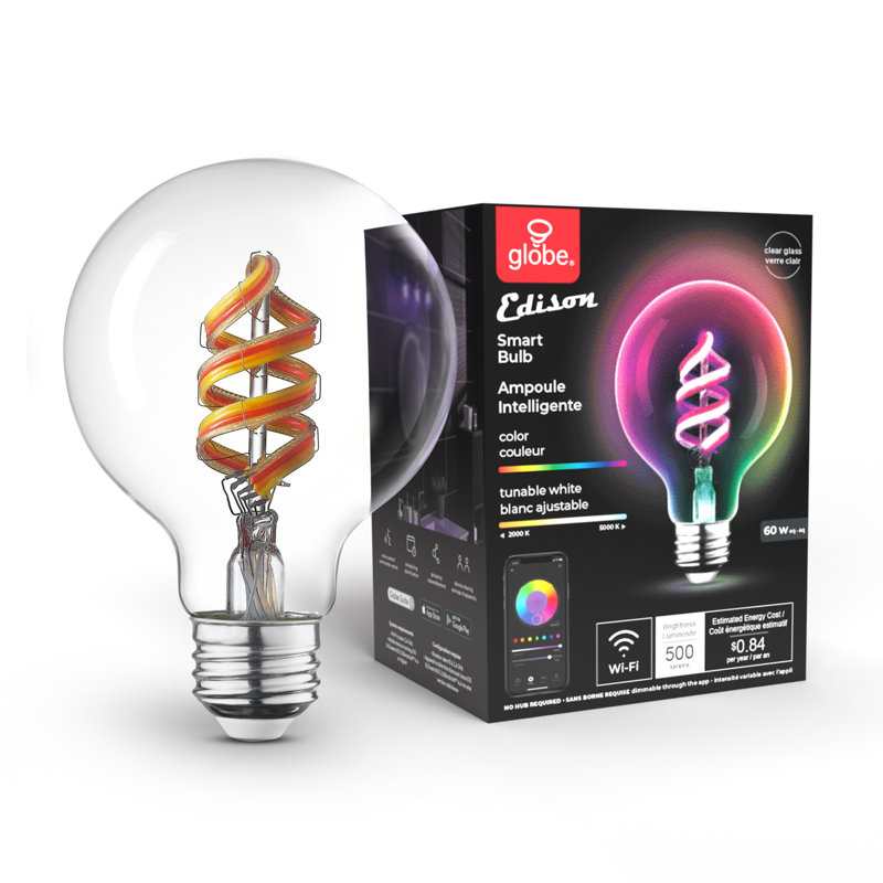 7 watts (équivalent à 60 watts), ampoule DEL intelligente G25, à intensité variable, blanc réglable E26 / base moyenne (standard)