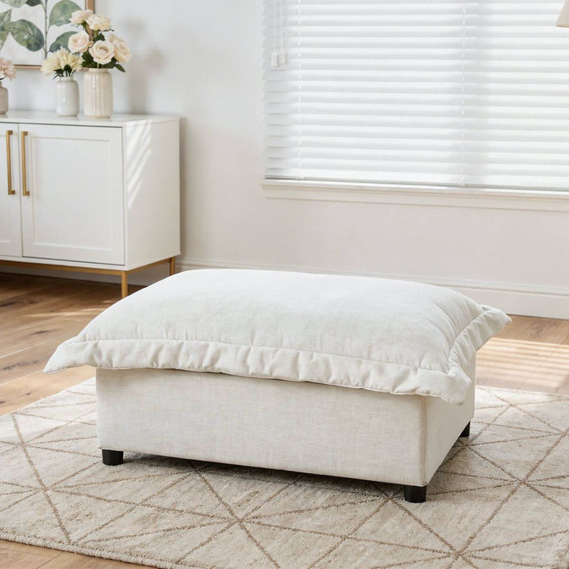 Repose-pieds rembourré moelleux avec repose-pieds Cloud, Beige
