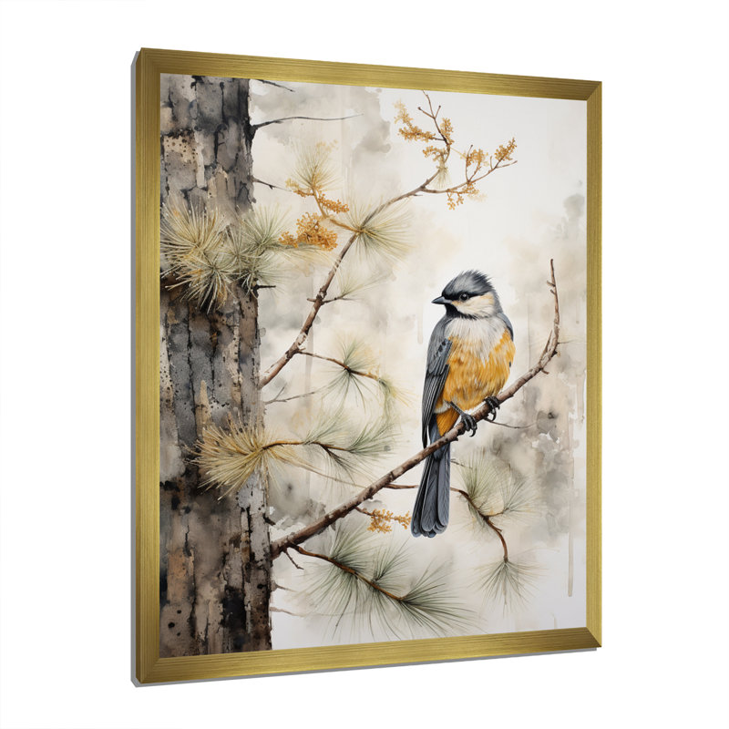 Forêt, gardiens du minimalisme I - animaux, impressions d'art mural, H 32 po x l 24 po x P 1 po, Encadrement doré
