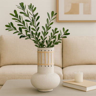 Vase décoratif Boho avec poterie Ecomix et accents de canne