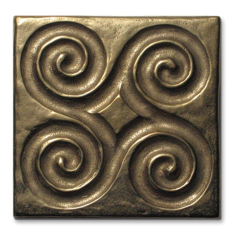 3" x 3" Metal Pinwheel Decorative Tile Insert, Traditional Bronze