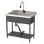 Évier utilitaire à cuve simple en acier inoxydable avec robinet coulissant l 36 po x P 21 po-121602686