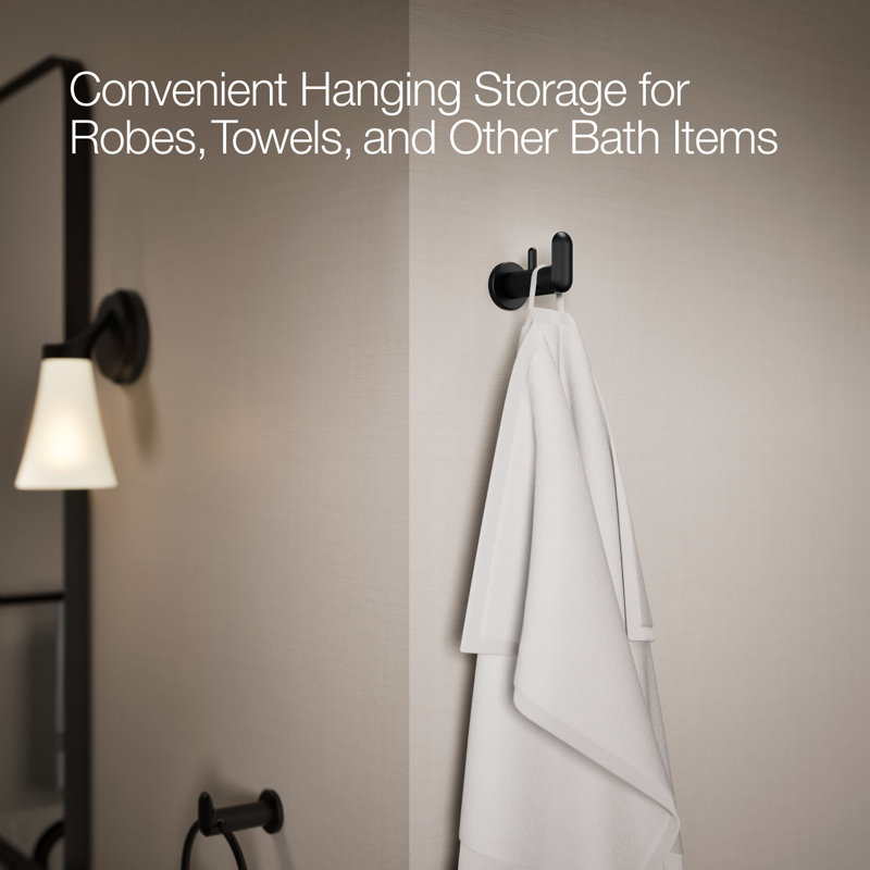 Kumin Wall Mounted Robe Hook, Matte Black