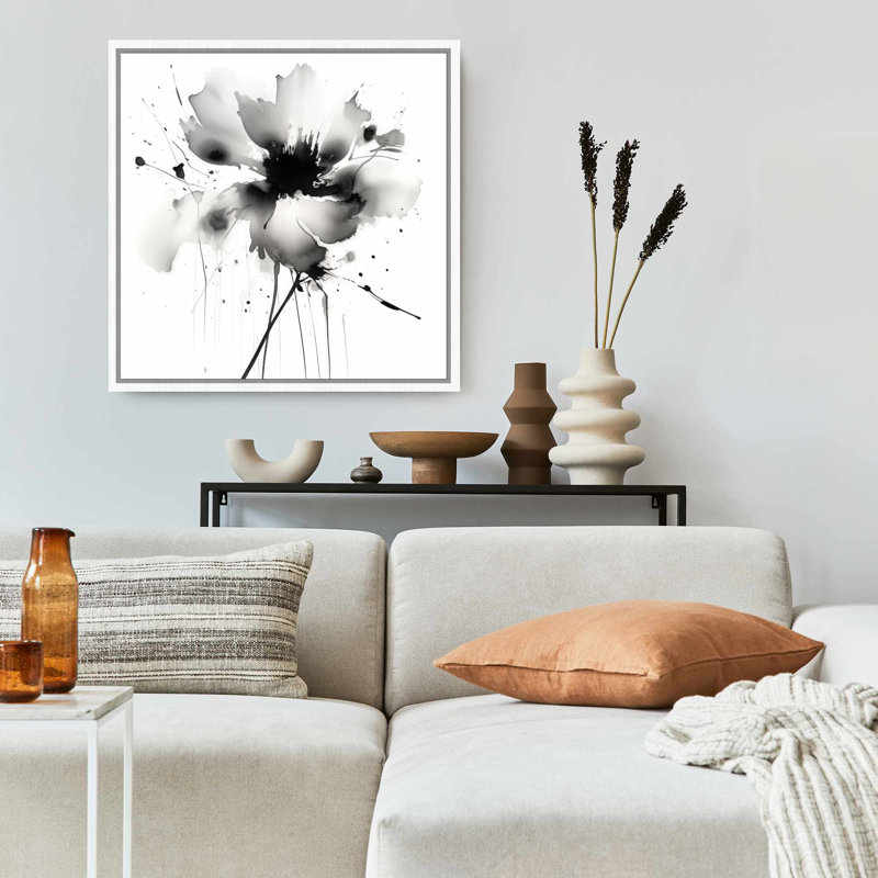 Fleurs blanches encadrées sur toile abstraite | Décoration intérieure