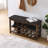 A Height-Adjustable Long Shoe-Changing Bench,Made Of Natural Rubberwood,Comes With A Comfortable Seat,Concealed Storage Space And Large Storage Compartments, Featuring Charcoal-Grained Wood-321712559