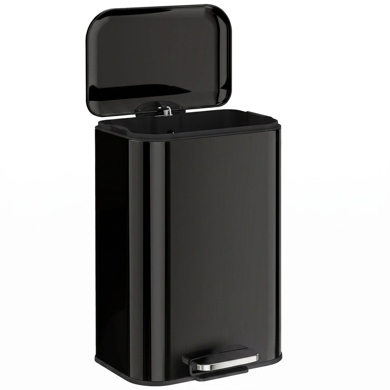 HOMCOM 50L Kitchen Bin, Pedal Bin with Removable Bucket, High Gloss Black