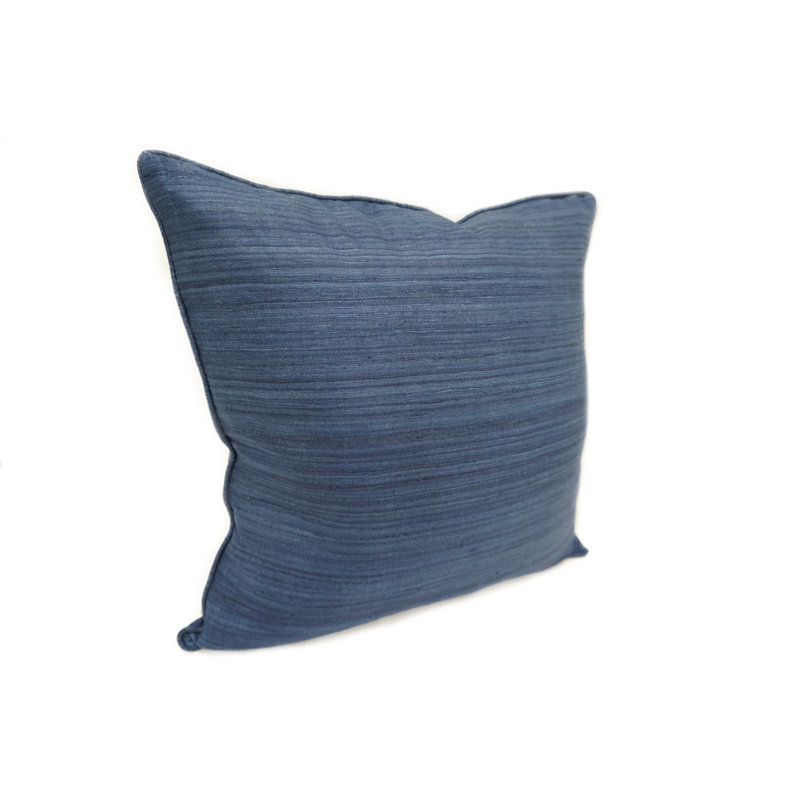 Coussin en soie brute 18 po, Bleu