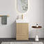 Meuble-lavabo rayé en chêne clair de 20 po avec lavabo en céramique blanche, meuble de salle de bain autoportant pour salle de bain moderne, lavabo en céramique blanche une pièce sans drain ni robinet, KD