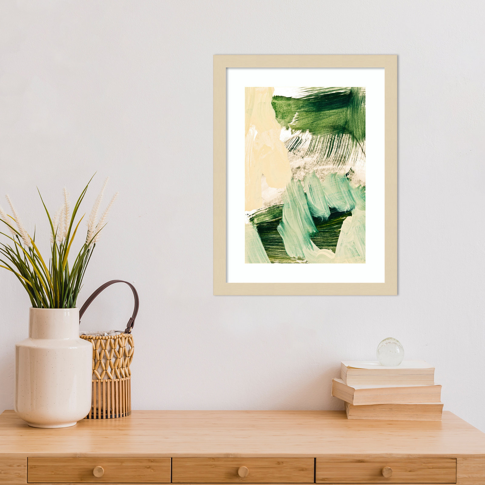 Elphaba "Minimalist Painting 09" Print, Brown Framed, 17" H x 13" W