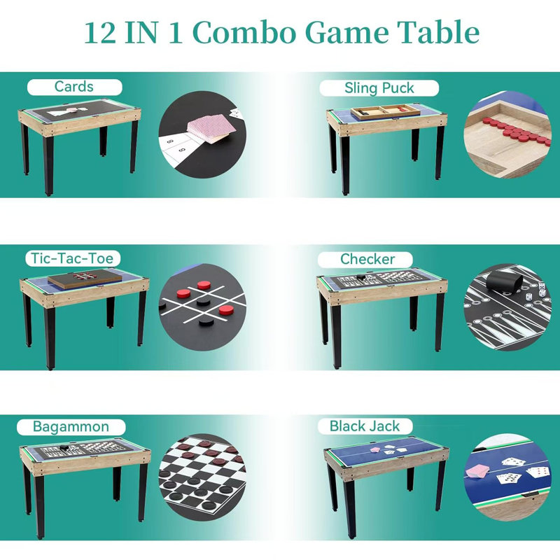 Rioloiuy 12-in-1 Multi Game Table Set, Combo Game Tables