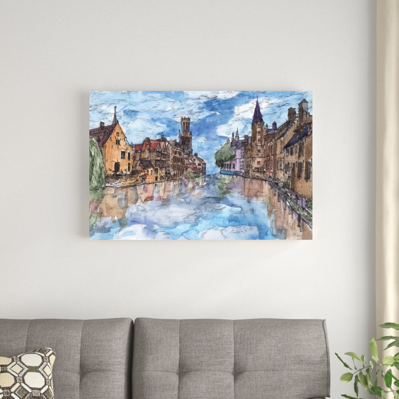 «Trip to Europe I» par Melissa Wang - peinture sur toile tendue, H 24 po x l 36 po