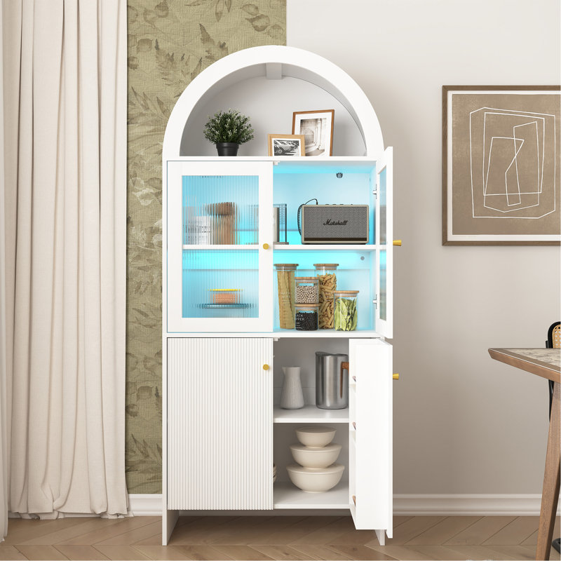 Armoire moderne - une combinaison intelligente de rangement pour collations et d'éclairage DEL, Blanc