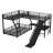 L-Shaped Triple Bunk Bed with Slide and USB Ports, Space-Saving and Noise-Free Design, Ideal for Large Families and Guests-121481245