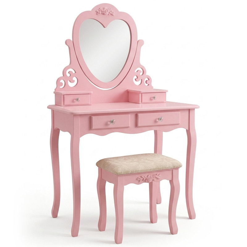 Brenda Dressing Table with Mirror, Pink