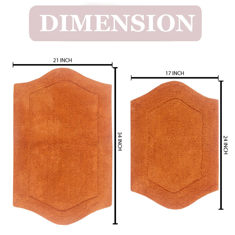 Morissette 2 Pcs Bath Rug Set (17"x24", 21"x34"), Terracotta