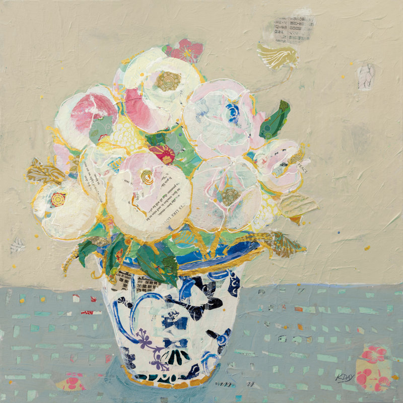 Kristens Peonies by Kellie Day - Wrapped Canvas Painting, 30cm H x 30cm W