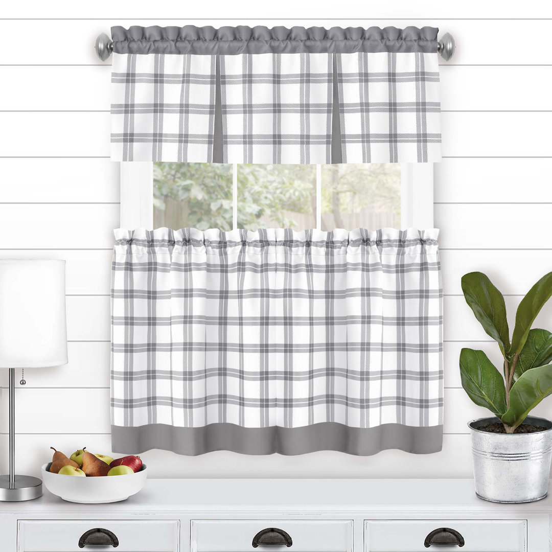 Plaid Tailored Kitchen Curtain Achim Importing Co 