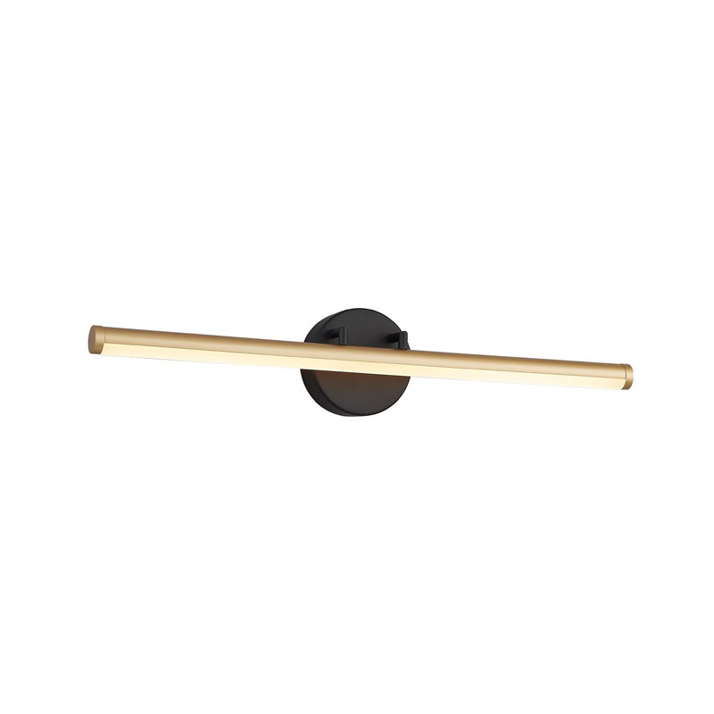 Barre d'éclairage de salle de bain Brinnly, Noir mat / accents laiton, 24.5" W