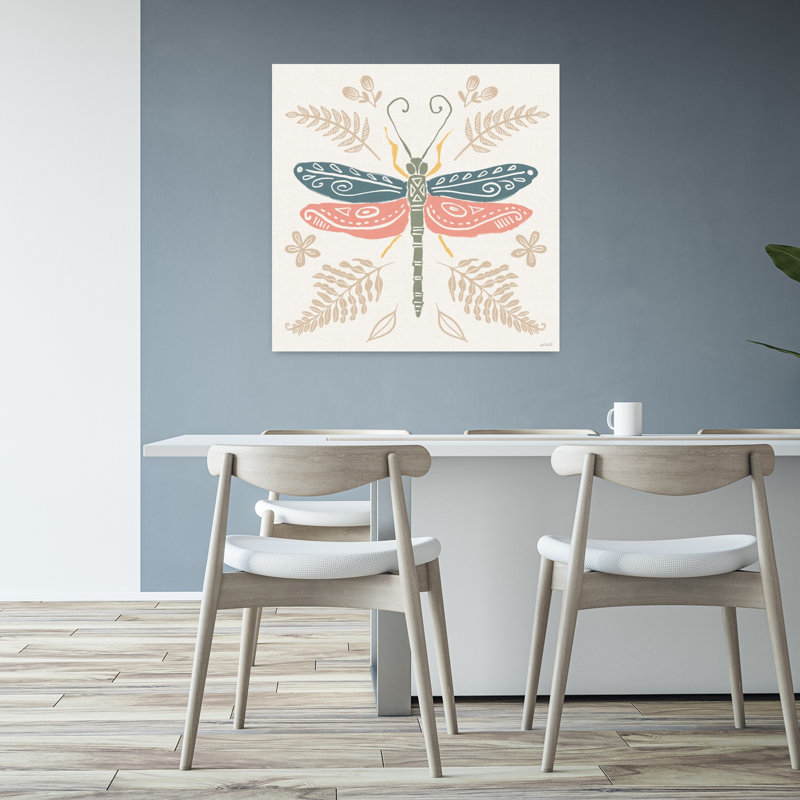 Bugs and Botanicals V Color Contemporary, art de libellule, H 32 po x l 32 po