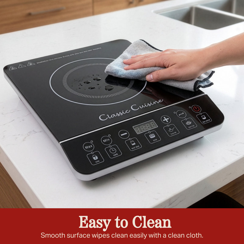 Induction Cooktop - Multifunctional 1800W Electric Stove Top - Hot Plate with Built-In Safety Tools and 10 Power Settings