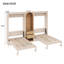 Deux lits simples escamotables avec garde-robe, rangement, 2 tiroirs, économie d'espace, beige et bois