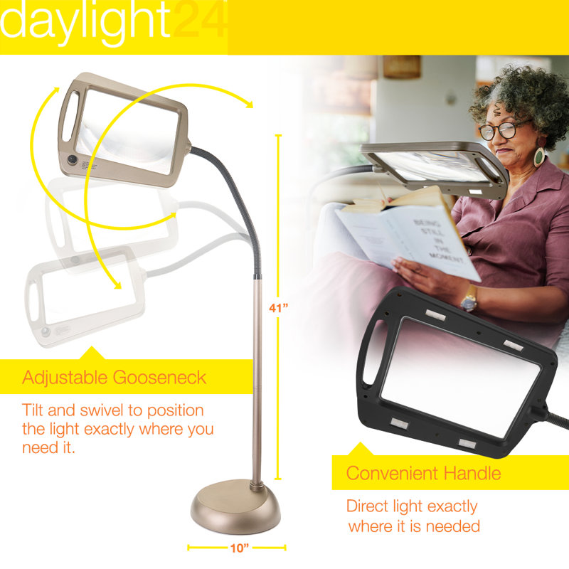 Full Page Magnifier Floor Lamp, Gold, Gold