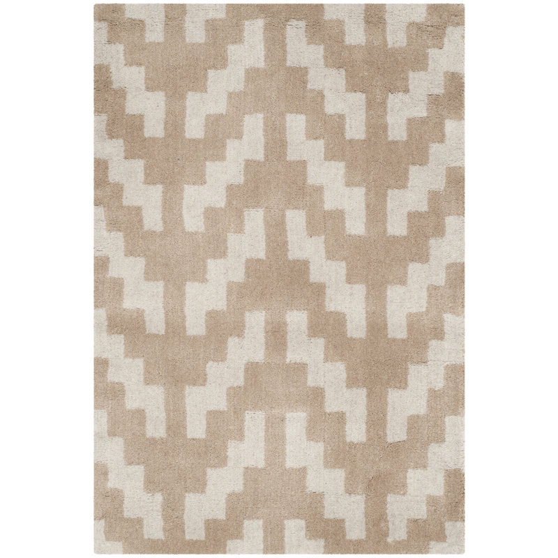 Sanyla Hand Tufted Wool Geometric Rug, Rectangle 3' x 5'