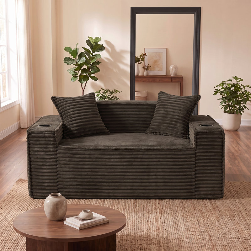 Canapé moelleux moderne sans assemblage pour espaces compacts, appartements et bureaux, Brown