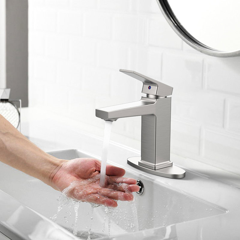 Exquisite Bathroom Sink Faucet In Brushed Nickel - Deck Mount, Resists Scratches, Smooth Operation, Water Efficient Flow Modern 1 Hole Corrosion, Aerator For Saving