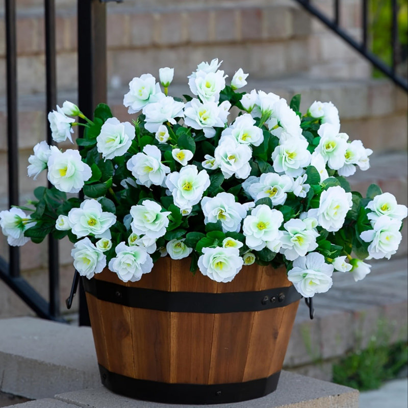 6 pièces rhododendron artificiel d'été décoratif, Blanc