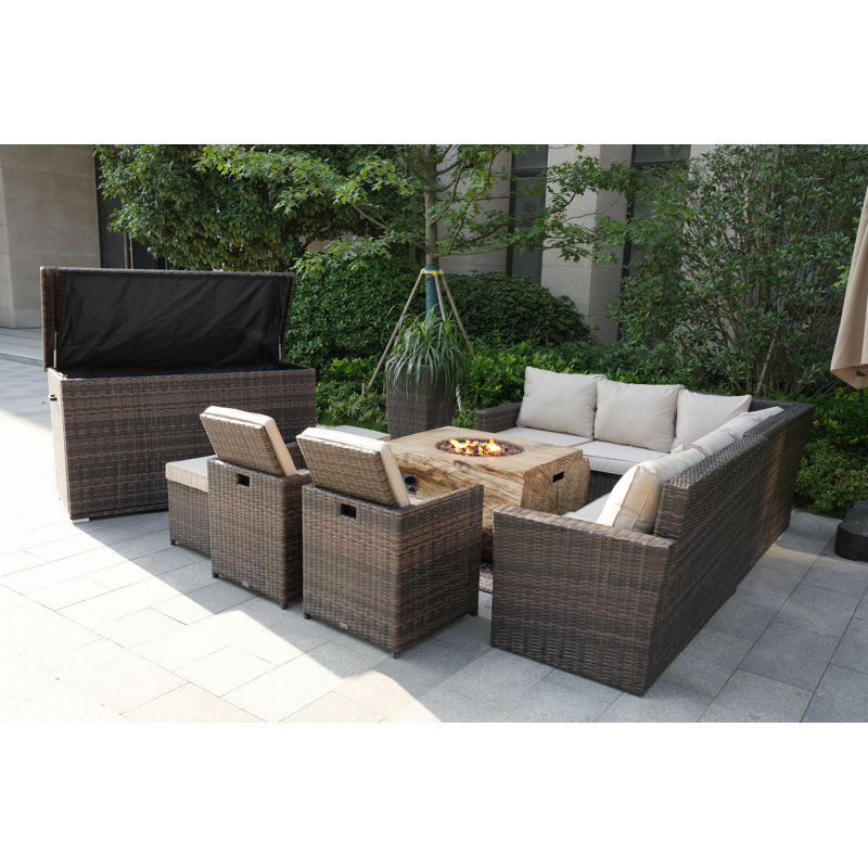 10 - Person Patio Conversation Set with Cushions